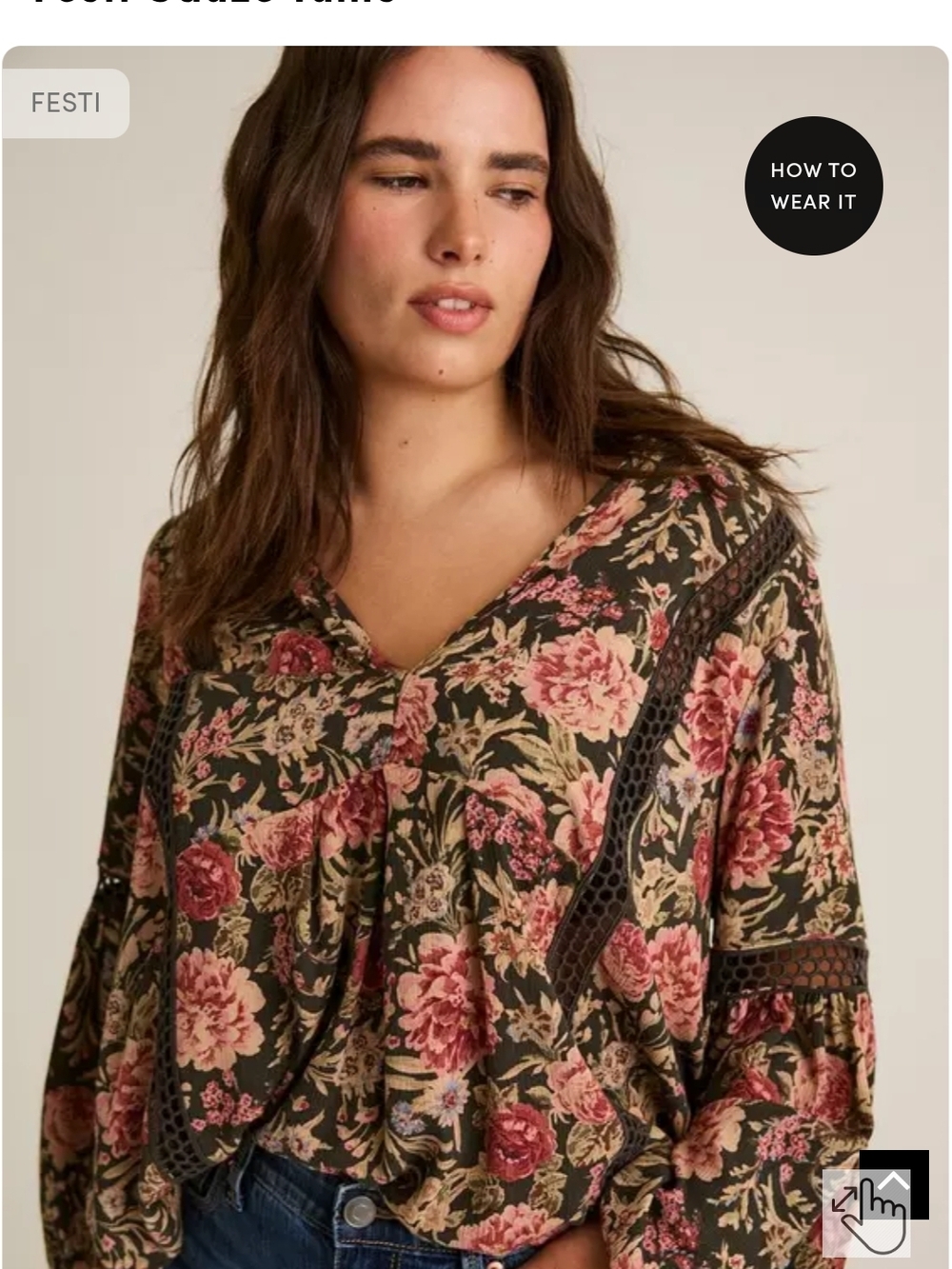 torrid Festi Brand Olive Floral V-Neck Blouse with Rose Blooms Sz 3